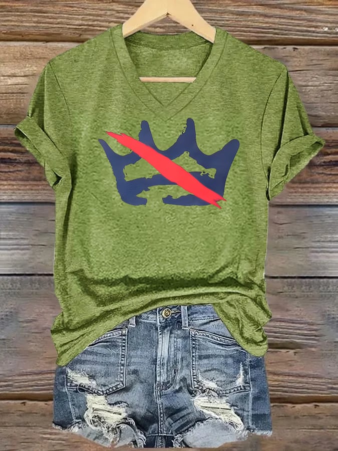 🔥Buy 3 Get 15% Off🔥V-neck Women's America has no kings Printed Casual T-Shirt