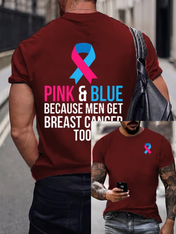 Men's Casual Breast Cancer Print T-Shirt