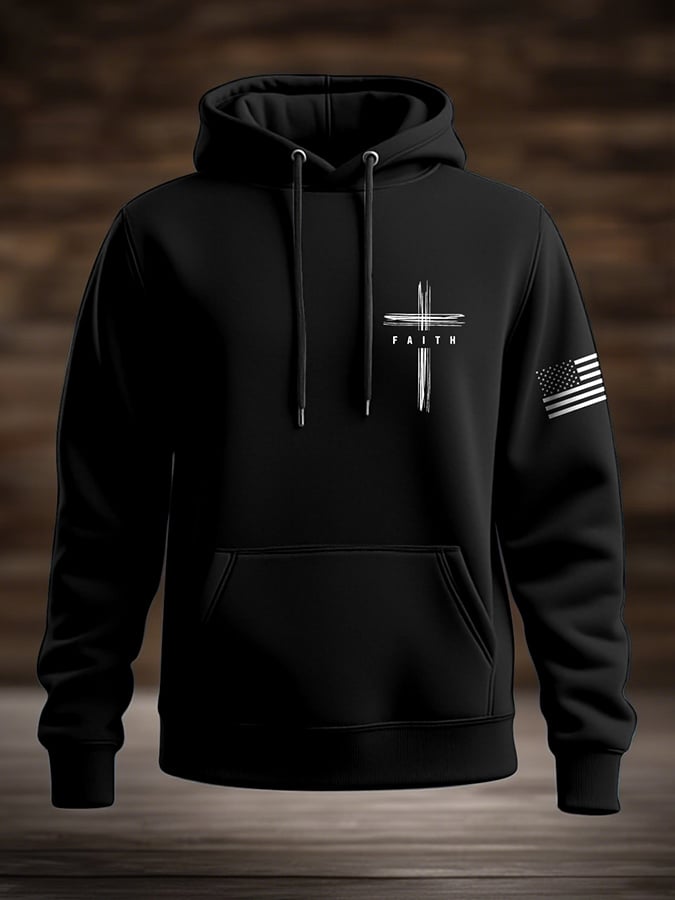 Men's Casual Solid Color Multi-Color Faith Hoodie