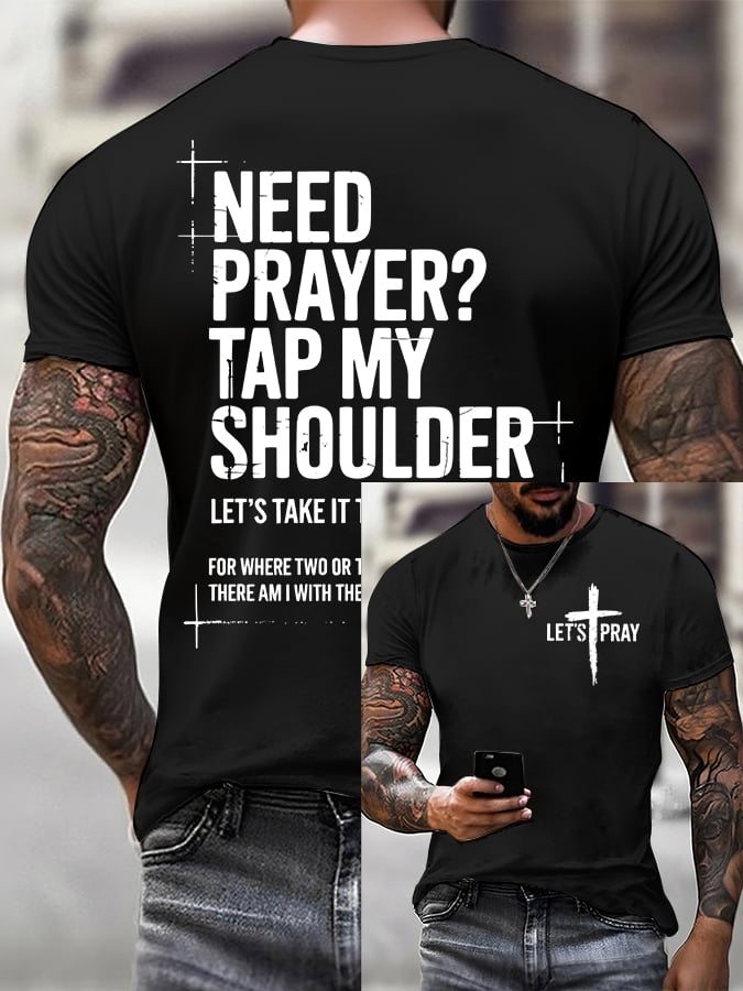 Men'S Casual "Let'S Pray" Faith Print T-Shirt
