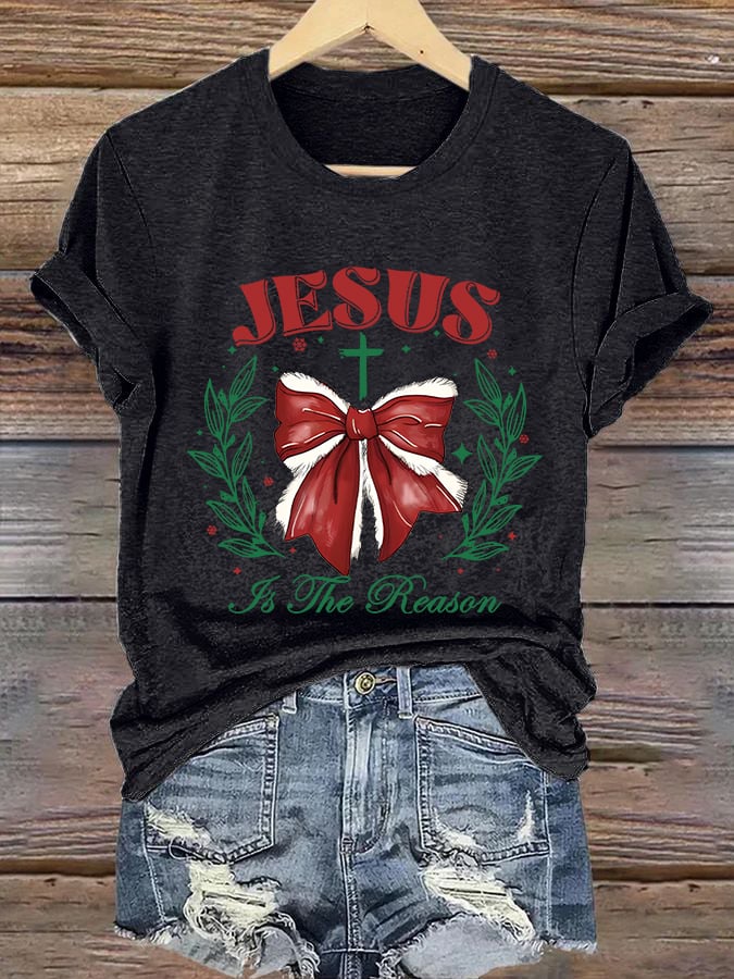 Women'S Casual Faith "Jesus Is The Reason" Short Sleeve T-Shirt