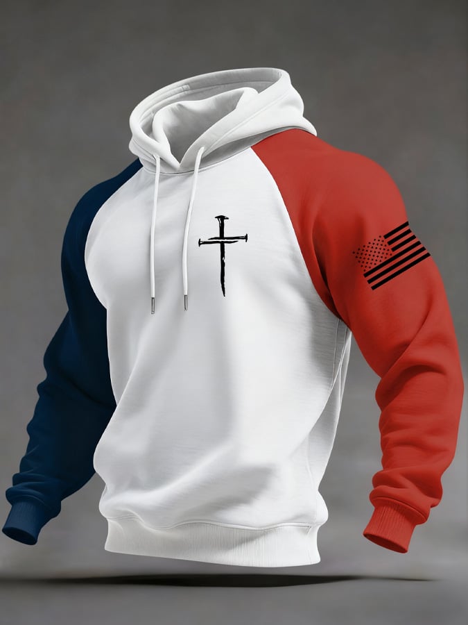 Men's Retro Faith Print Raglan Hoodie