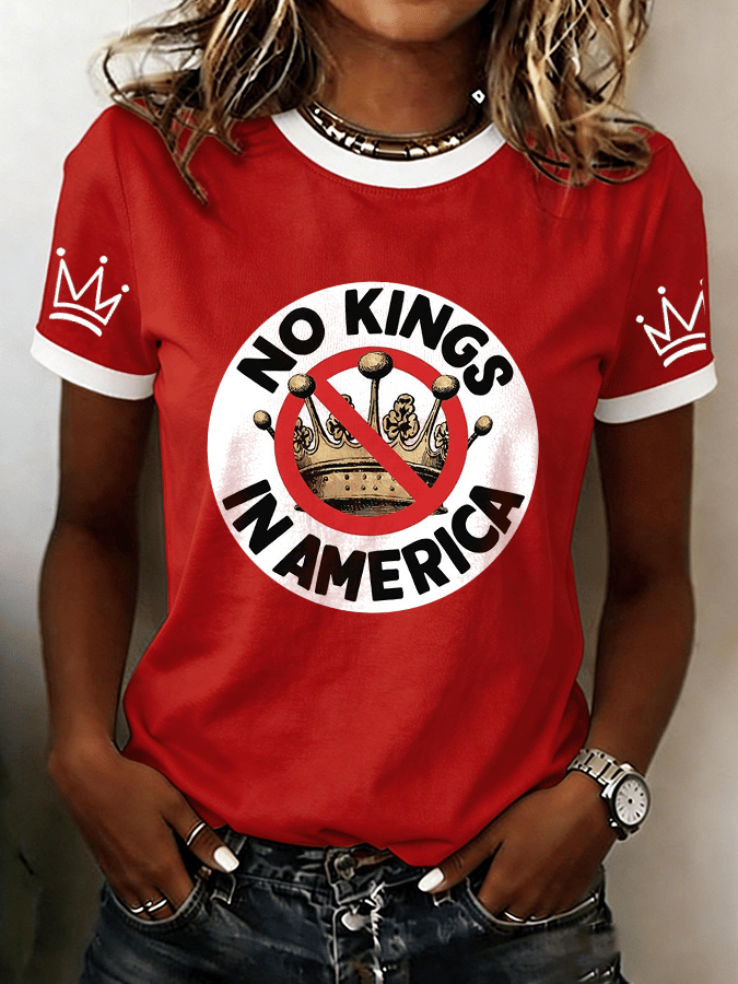 🔥Buy 3 Get 15% Off🔥Women's with No King Pattern Print Comfortable Patchwork Short-Sleeve