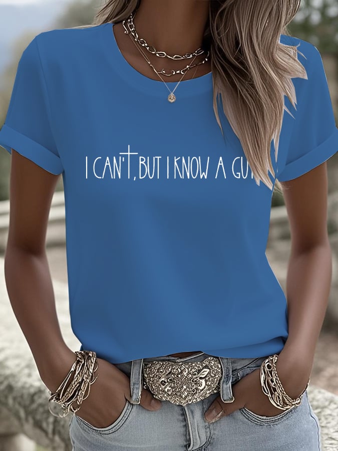 Women's V-Neck Retro I Can't... But I Know A Guy. Print T-Shirt