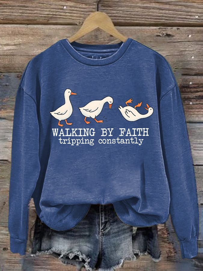 Women's Walking by Faith Tripping Constantly Sweatshirt