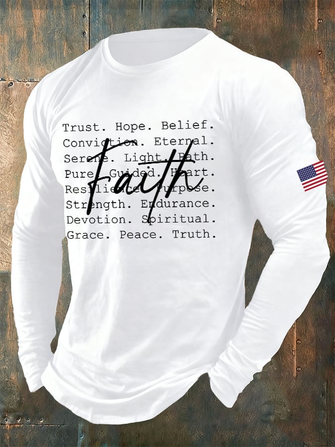 🔥Buy 3 Get 15% Off🔥Men's Casual Faith Print Long-Sleeved T-Shirt