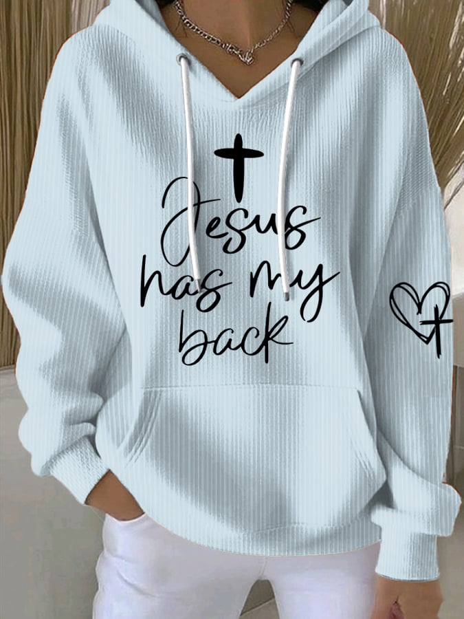 Women's Jesus Has My Back Print Sweatshirts