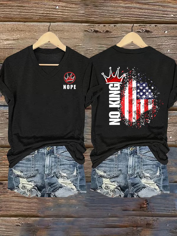 🔥Buy 3 Get 15% Off🔥Women's NOPE No King American Flag Print T-Shirt
