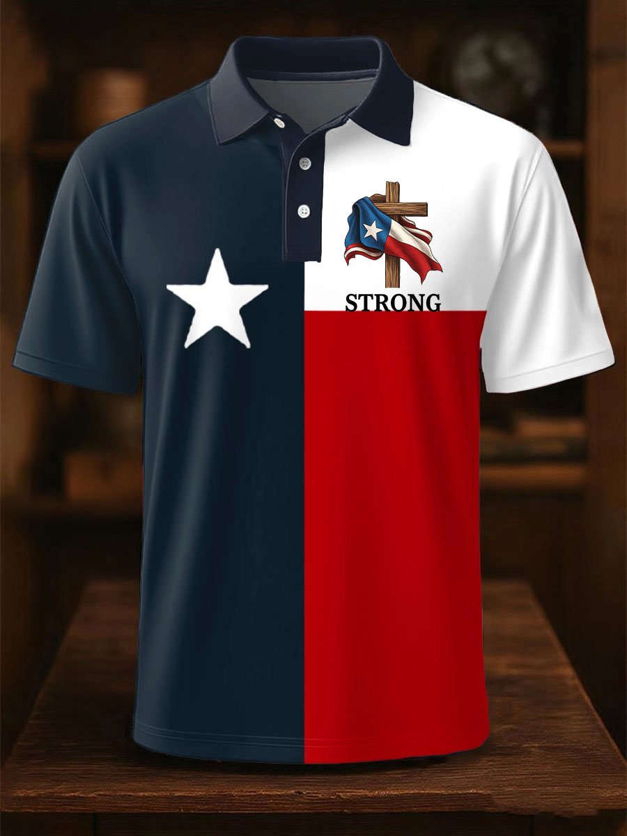 🔥Buy 3 Get 15% Off🔥Men's Retro Texas Strong Print Polo Shirt