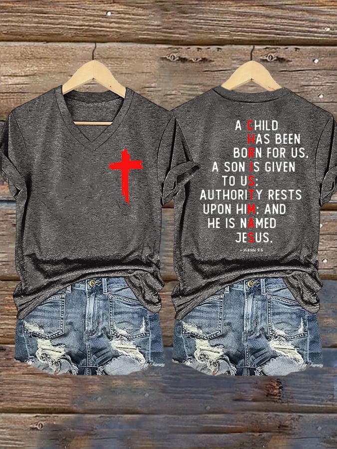 Women's Casual Printed V-Neck T-Shirt