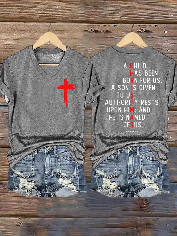 Women's Casual Printed V-Neck T-Shirt