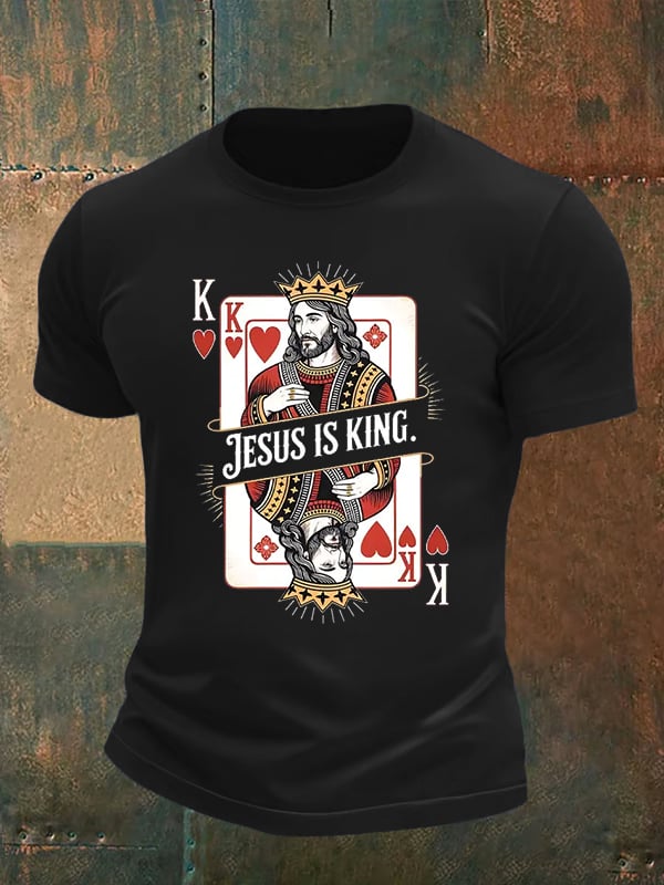 Men's Jesus Is King Christian Print T-Shirt