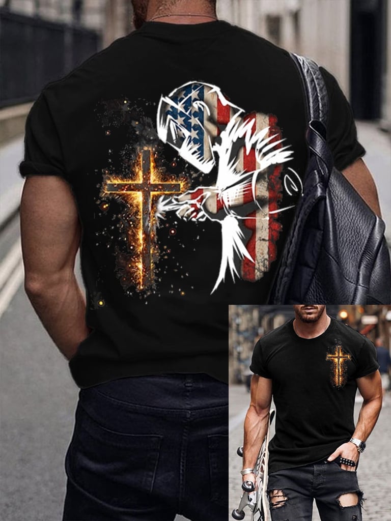 🔥Buy 3 Get 15% Off🔥Men's casual cross faith short-sleeved T-shirt