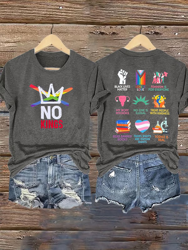 🔥Buy 3 Get 15% Off🔥Women's No Kings Print T-Shirt