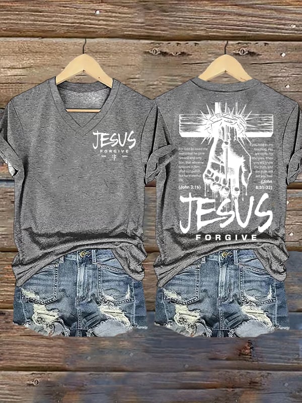 Women's Jesus Loves You Chirtsian printing T-Shirt