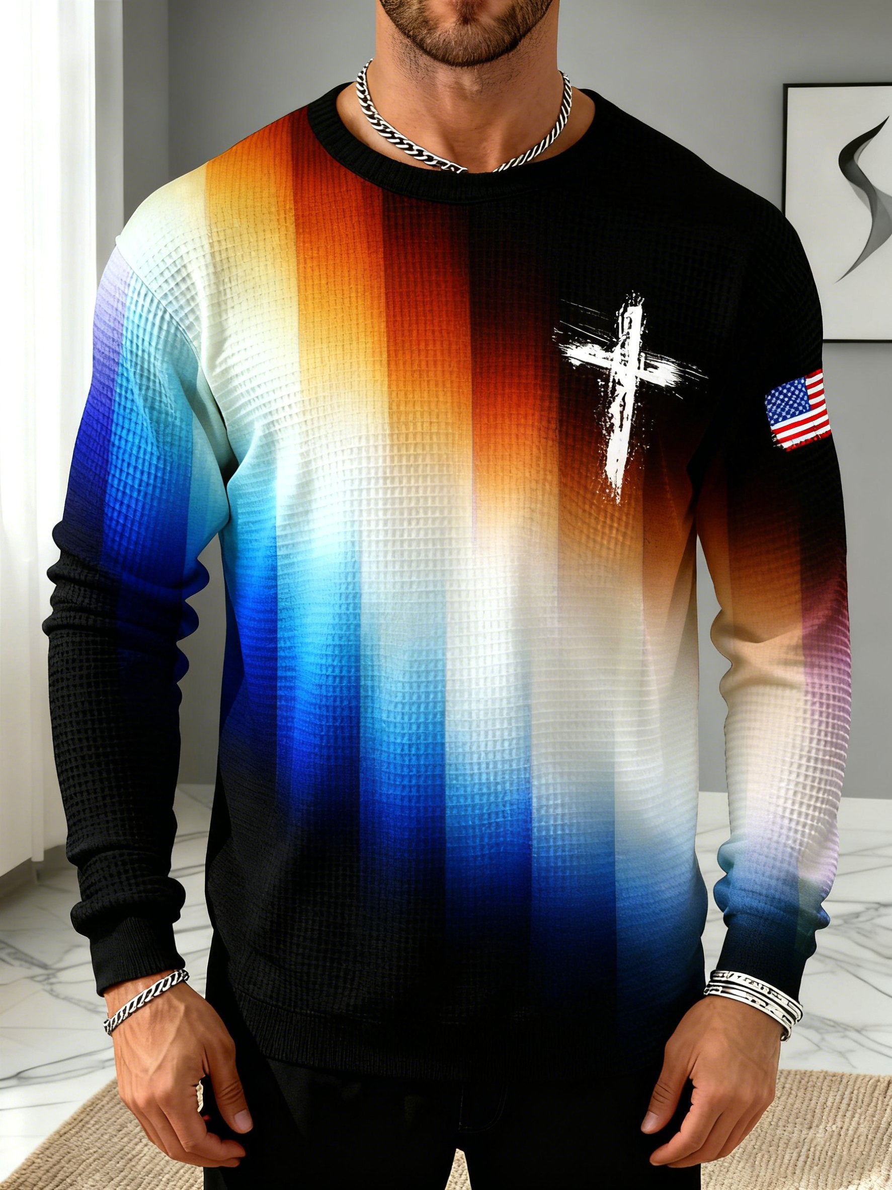 Men's Faith Printed Casual Long-Sleeved Top