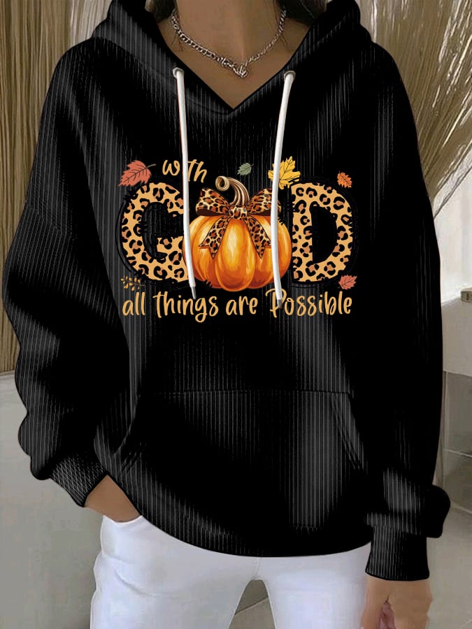 Women's With God All Things Are Possible Print Casual Sweatshirt