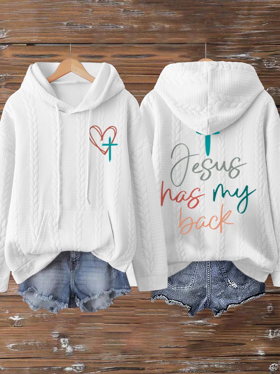 Women's Jesus Has My Back Print Sweatshirts