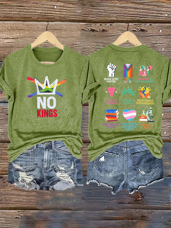 🔥Buy 3 Get 15% Off🔥Women's No Kings Print T-Shirt