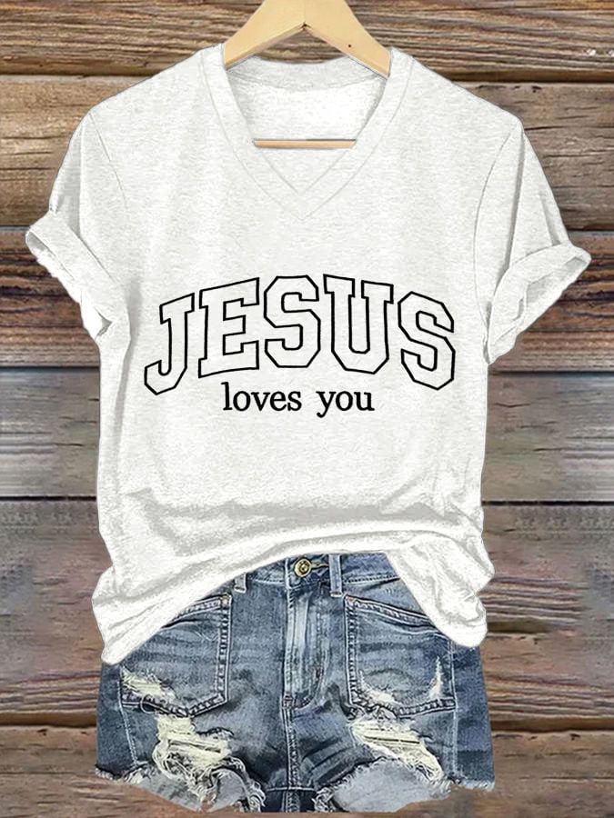 Women'S Casual Faith Printed Short-Sleeved T-Shirt