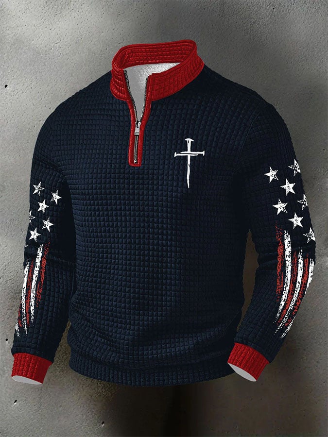 Men's Casual Faith Print Long-Sleeve Sweatshirt