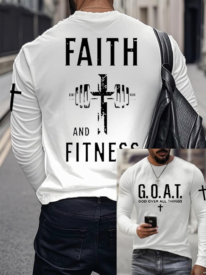 🔥Buy 3 Get 15% Off🔥Men's Raven's Gym Faith Printed Long Sleeve Top