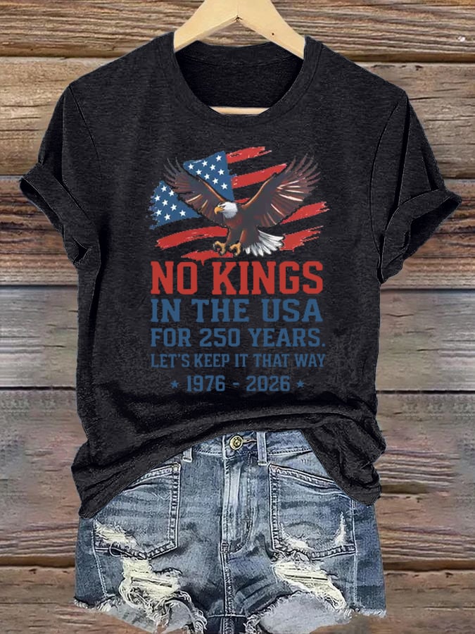 🔥Buy 3 Get 15% Off🔥Women's No Kings USA Patriotic Tee ,250 Years of Democracy printed T-shirt