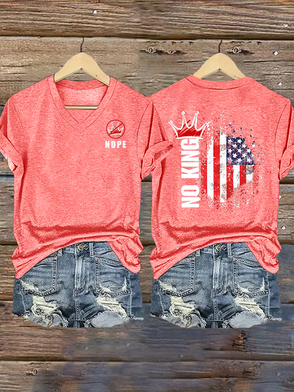 🔥Buy 3 Get 15% Off🔥Women's NOPE No King American Flag Print T-Shirt
