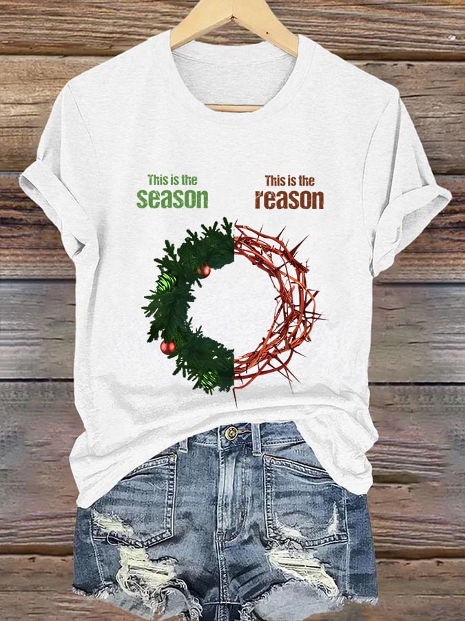 Women'S Casual Faith "The Joy Of Christmas Comes From Christ'S Sacrifice And Love" Short Sleeve T-Shirt