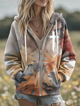 Women'S Casual Autumn Faith Print Hoodie