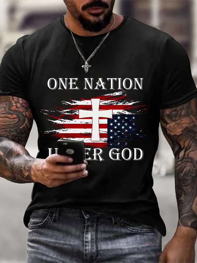 Men's casual faith graphic print short-sleeved T-shirt