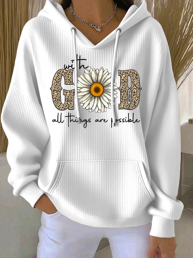 Women's With God, All Things Are Possible Matthew 19:26 Print Casual Hoodie