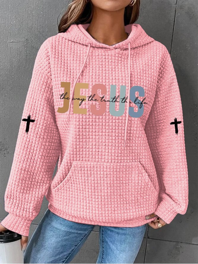 Women's Casual Jesus Truth Plaid Hoodie