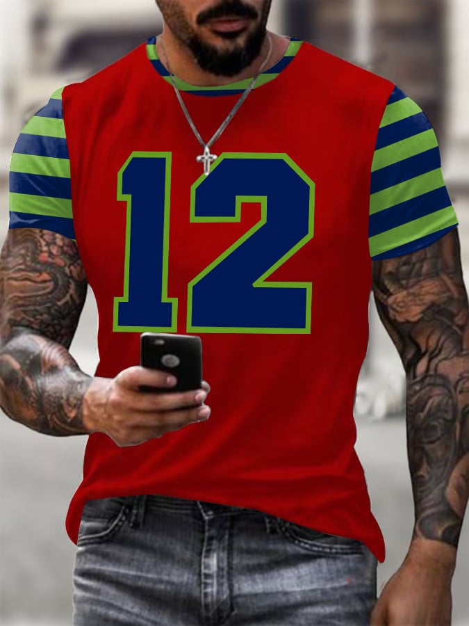Men's Rugby Print Casual T-Shirt