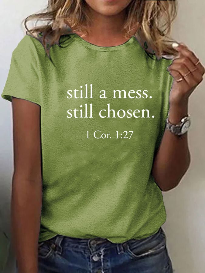 Women'S Casual Faith Print Short-Sleeve T-Shirt