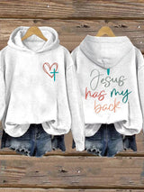 Women's Jesus Has My Back Print  Sweatshirts