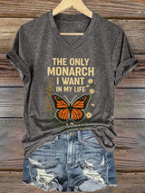 🔥Buy 3 Get 15% Off🔥V-Neck Retro The Only Orange Monarch I Want In My Life Print T-Shirt