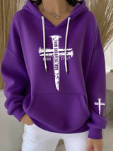 Women's Faith Print Casual Hoodie