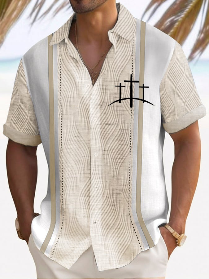 🔥Buy 3 Get 15% Off🔥Men's Faith Cross Printed Casual Shirt