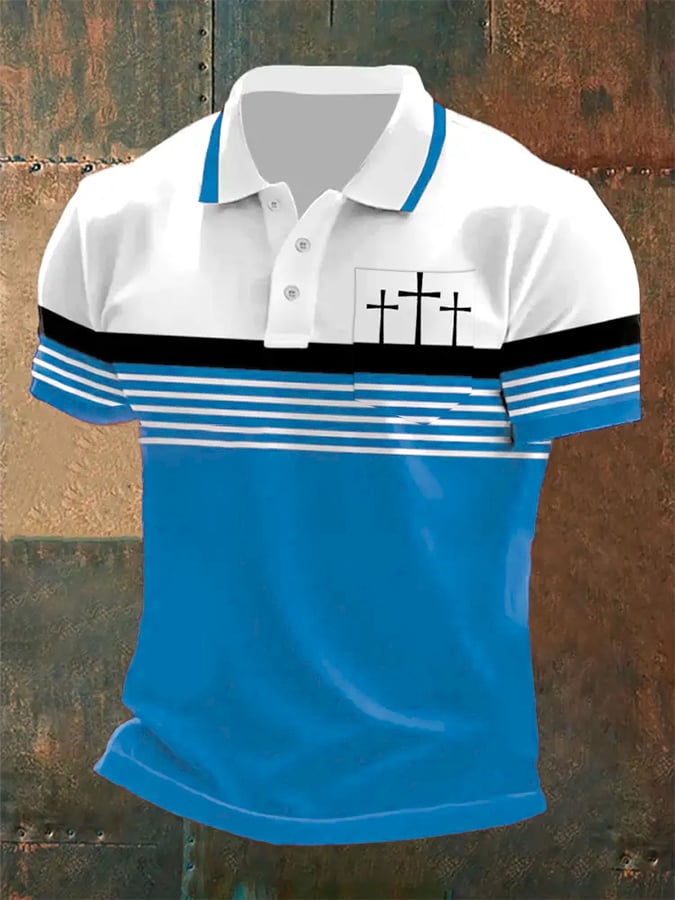 🔥Buy 3 Get 15% Off🔥Men's Retro Faith  Casual Printed With Pocket Polo Shirt