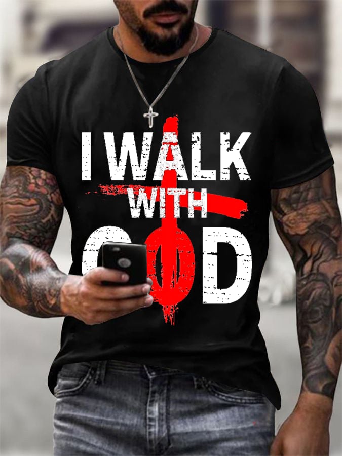 🔥Buy 3 Get 15% Off🔥Men's My Walk with God  T-shirt