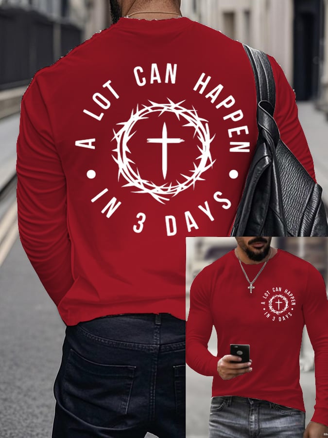 🔥Buy 3 Get 15% Off🔥Men's Raven's A Lot Can Happen In 3 Days  Printed Long Sleeve Top
