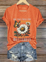 🔥Buy 3 Get 15% Off🔥V-Neck Retro We Only Need One Monarch And It's A Butterfly Print T-Shirt