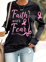 Women's Faith Breast Cancer Awareness Print Sweatshirt