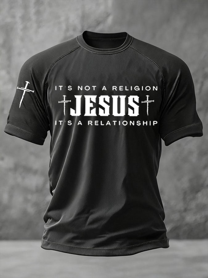 Men's Jesus Cross Print T-shirt