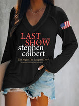 🔥Buy 3 Get 15% Off🔥V-Neck Retro Last Show 05.21.2026 The Night The Laughter Died After The Opening Monol, Hopefully People Laughed During The Show Print T-Shirt