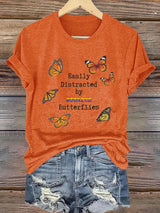 🔥Buy 3 Get 15% Off🔥Women'sEasily Distracted By Monarch Butterflies Printed T-Shirts