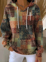 Women's Casual Autumn Faith Contrast Color Square Striped Cardigan Hoodie