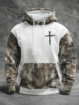 Men's Casual Retro Print Long Sleeve Hooded Sweatshirt