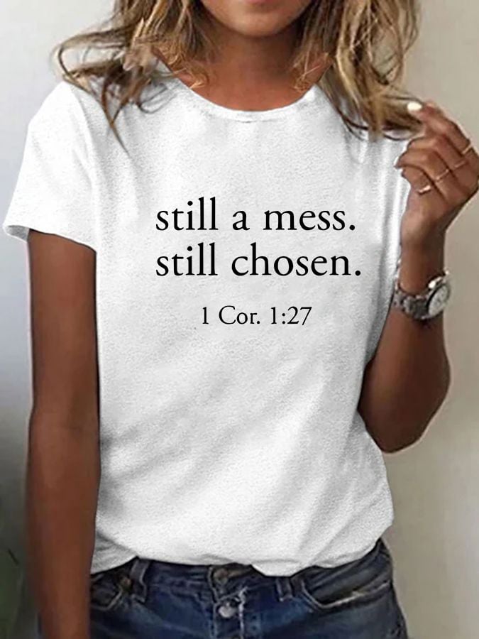 Women'S Casual Faith Print Short-Sleeve T-Shirt